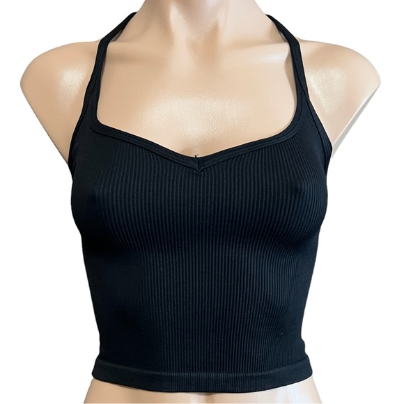 Free People Happiness Runs Sweetheart Crop Top Black XS/S NWOT - Picture 1 of 4